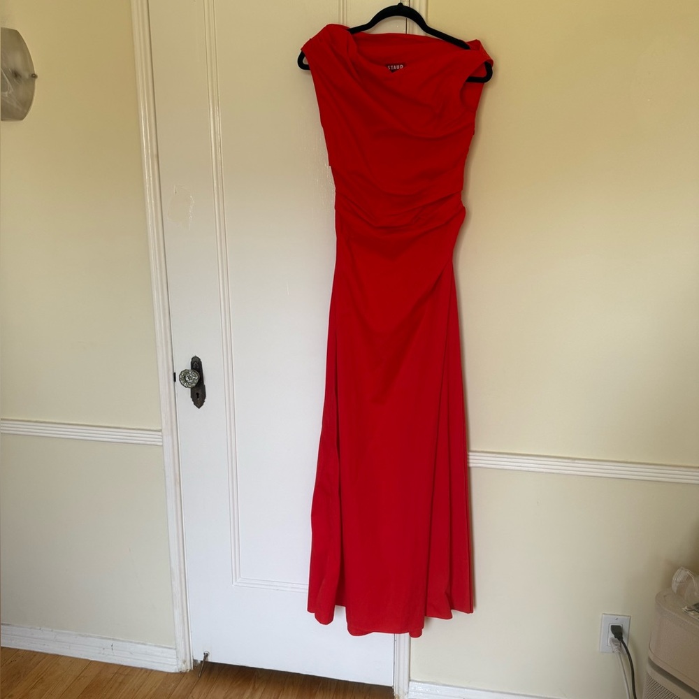 Staud phare maxi dress cotton red rose